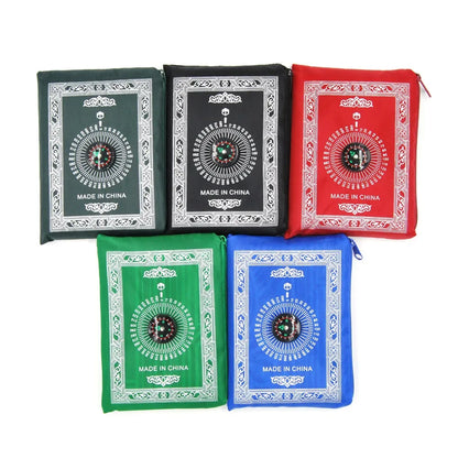 Portable Prayer Pocket Prayer Rug Islamic Gift Muslim Waterproof Praying Rug with Compass Travel Praying Blanket 100*60Cm
