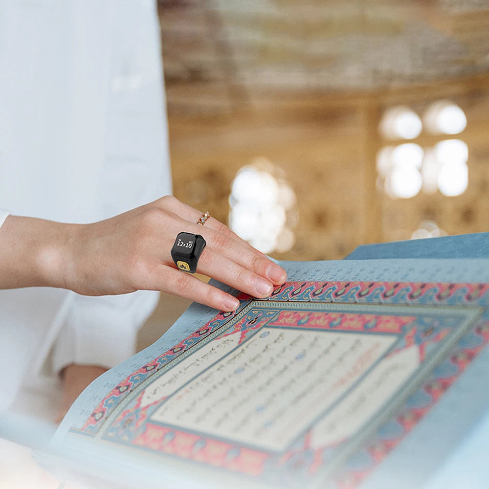 OLED Digital Smart Zikr Ring Counters Bluetooth App Tasbih Tally Counter for Muslims Prayer Time Vibration Reminder Alarm Clock